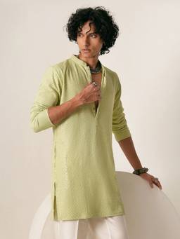KISAH - Mens Blended Green Kurta