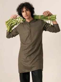 KISAH - Mens Blended Olive Kurta