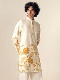 KISAH - Mens Cotton Beige Kurta