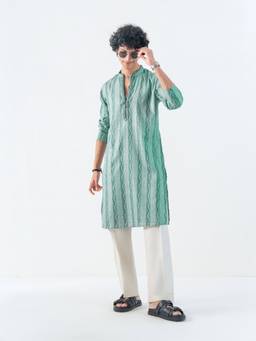 KISAH - Mens Blended Green Kurta