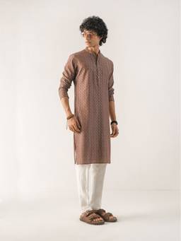 KISAH - Mens Cotton Brown Kurta