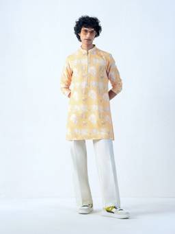 KISAH - Mens Blended Yellow Kurta