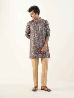 KISAH - Mens Blended Grey Kurta