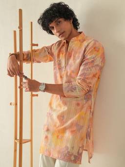 KISAH - Mens Blended Orange Kurta