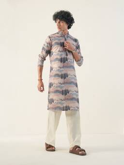KISAH - Mens Blended Fabric Multi-Color Kurta