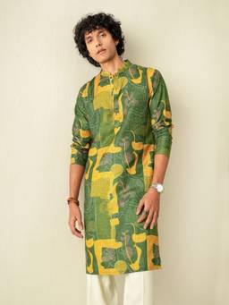 KISAH - Mens Blended Green Kurta