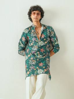 KISAH - Mens Blended Fabric Teal Kurta