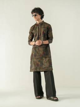 KISAH - Mens Blended Green Kurta