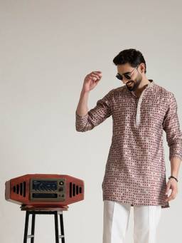 KISAH - Mens Blended Grey Kurta