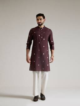 KISAH - Mens Blended Fabric Brown Kurta