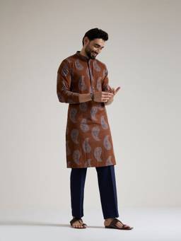 KISAH - Mens Cotton Brown Kurta