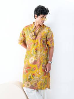KISAH - Mens Cotton Mustard Kurta
