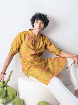 KISAH - Mens Blended Mustard Kurta
