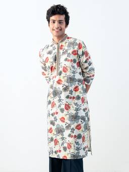 KISAH - Mens Blended Fabric White Kurta