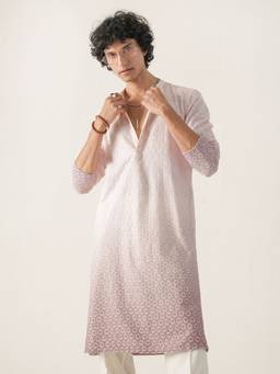 KISAH - Mens Rayon Pink Kurta