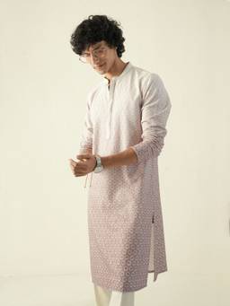 KISAH - Mens Rayon Pink Kurta