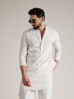KISAH - Mens Blended White Kurta
