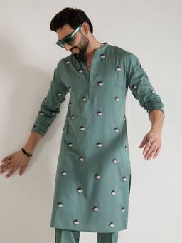 KISAH - Mens Blended Green Kurta