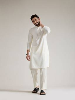 KISAH - Mens Rayon Off White Kurta