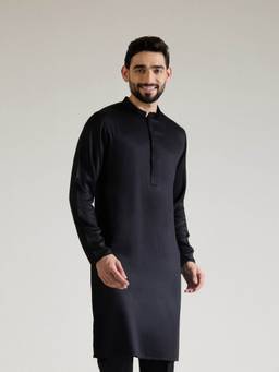 KISAH - Mens Blended Black Kurta
