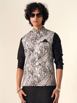 KISAH - Mens Polyester Black Nehru Jacket