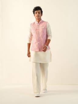 KISAH - Mens Blended Pink Nehru Jacket