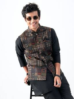 KISAH - Mens Blended Multi-Color Nehru Jacket