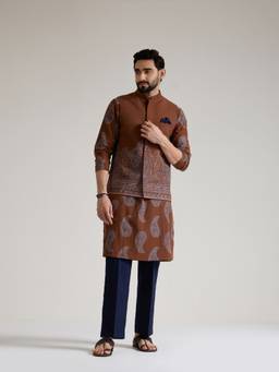 KISAH - Mens Blended Brown Nehru Jacket