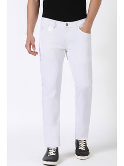 Peter England - Men White Dark Wash Slim Jeans