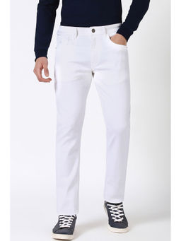 Peter England - Men White Dark Wash Regular Fit Jeans