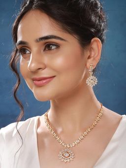 Saraf RS Jewellery - Gold Toned Ad Studded Star Shaped Minimal Jewellery Set