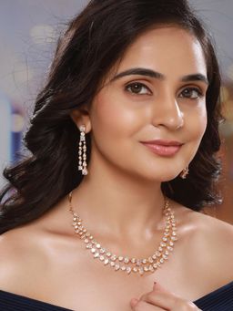 Saraf RS Jewellery - Gold Toned Ad Studded Layered Minimal Jewellery Set