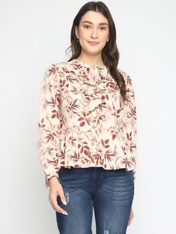 Latin Quarters - Women Multi Floral Full Sleeve Regular Top with Ruffles