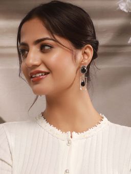 Saraf RS Jewellery - Oxidised Silver Lookalike Designer Daily wear Dangling Earrings