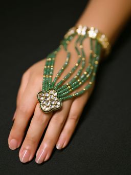 AG'S - Green Beads Kundan Hathphool