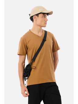 Snitch - Brown Solid Regular Fit T-Shirt
