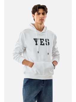 Snitch - White Printed Regular Fit Hoodie