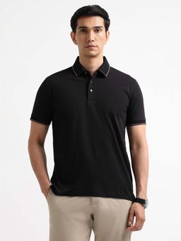 Arrow - Black Solid Regular Fit Polo T-Shirt