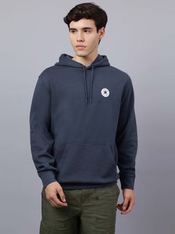 Converse - Navy Blue Solid Relaxed Fit Hoodie