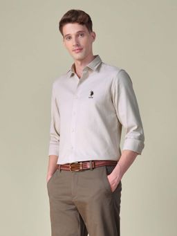 U.S. Polo Assn. Denim Co. - White Textured Regular Fit Shirt