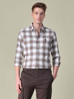 U.S. Polo Assn. Denim Co. - Brown Checks Regular Fit Shirt