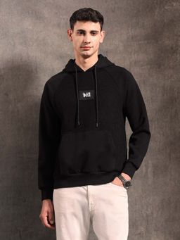U.S. Polo Assn. Denim Co. - Black Textured Regular Fit Hoodie