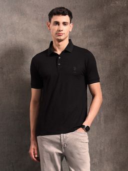 U.S. Polo Assn. Denim Co. - Black Solid Regular Fit Polo T-Shirt
