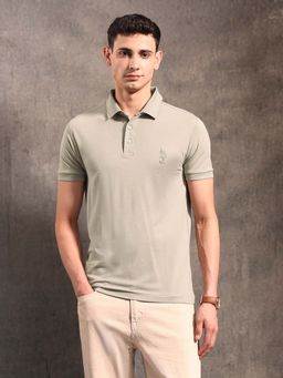 U.S. Polo Assn. Denim Co. - Beige Solid Regular Fit Polo T-Shirt