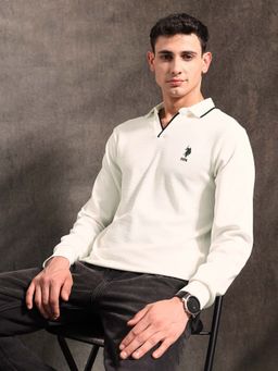 U.S. Polo Assn. Denim Co. - White Solid Slim Fit Polo T-Shirt