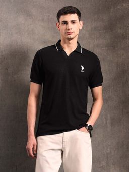 U.S. Polo Assn. Denim Co. - Black Solid Regular Fit Polo T-Shirt
