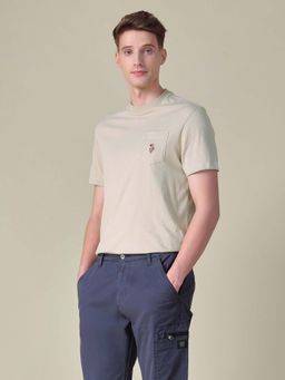 U.S. Polo Assn. Denim Co. - Beige Solid Slim Fit T-Shirt