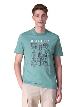 U.S. Polo Assn. Denim Co. - Green Printed Slim Fit T-Shirt
