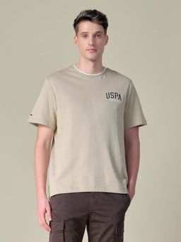 U.S. Polo Assn. Denim Co. - Beige Solid Relaxed Fit T-Shirt