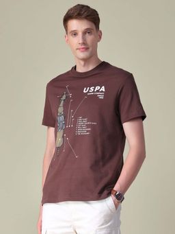 U.S. Polo Assn. Denim Co. - Brown Printed Relaxed Fit T-Shirt